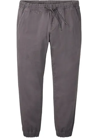 Loose Fit Chino-Stretch-Schlupfhose, Straight in grau von vorne - bonprix