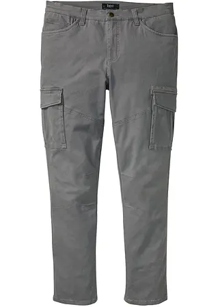 Slim Fit Stretch-Cargohose, Straight in grau von vorne - bonprix
