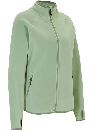 Fleecejacke mit Reißverschluss-Taschen in grün von vorne - bonprix
