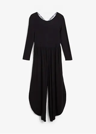 Sport-Jumpsuit aus fließender Viskose in schwarz von vorne - bonprix
