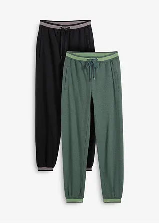 Sweathose aus Baumwoll-Mix, 2er Pack in schwarz von vorne - bonprix