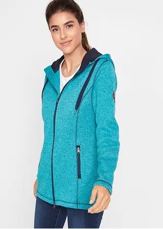 Strick-Fleecejacke in blau von vorne (im Anschnitt) - bonprix