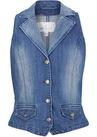 Stretch-Jeansweste in blau von vorne - bonprix