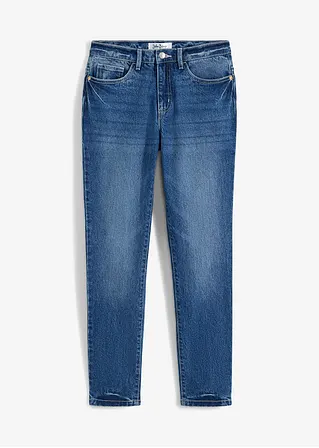 Slim Fit Jeans Mid Waist, cropped in blau von vorne - bonprix