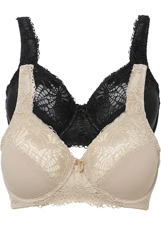 Minimizer BH mit Bügel (2er Pack) in beige von vorne - bonprix