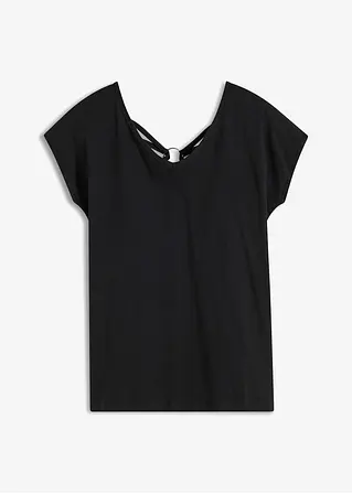 T-Shirt mit Rückendetail in schwarz von vorne - bonprix