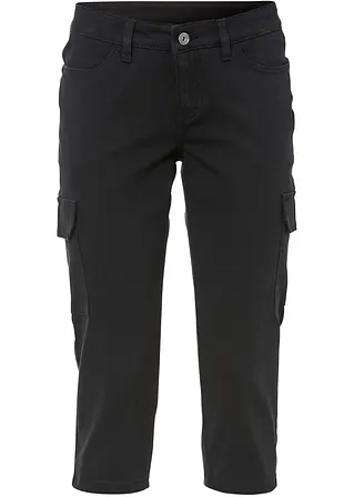 Capri-Hose aus elastischem Baumwoll-Mix in schwarz von vorne - bonprix