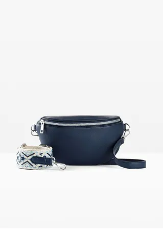 Bauchtasche mit austauschbarem Taschengurt in blau von vorne - bonprix