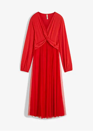 Kleid mit Plissee in rot von vorne - bonprix