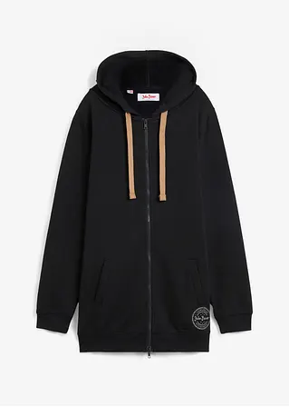 Long-Sweatjacke in schwarz von vorne - bonprix