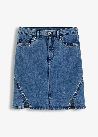 Mini-Jeansrock in blau von vorne - bonprix