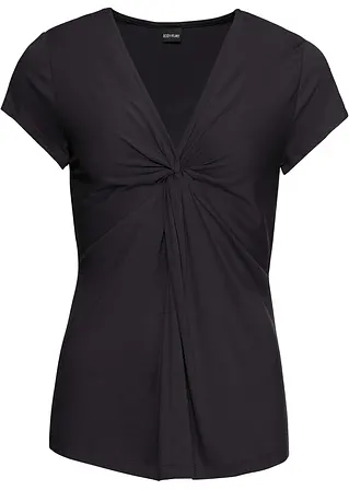 Shirt mit Knoten in schwarz von vorne - bonprix