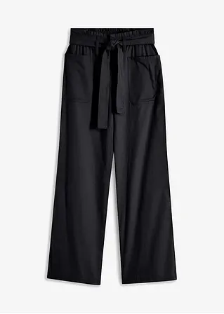 7/8-Hose mit Bequembund aus reiner Baumwolle in schwarz von vorne - bonprix