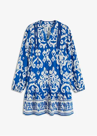Tunika-Kleid aus fließender Viskose in blau von vorne - bonprix