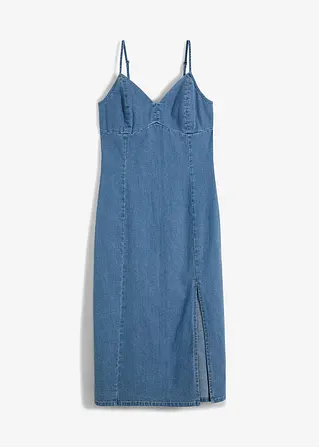 Jeanskleid mit Schlitz in blau von vorne - bonprix