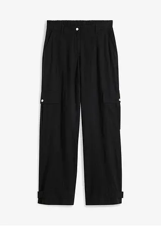 Cargo-Hose mit Leinen in schwarz von vorne - bonprix