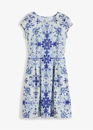 Jerseykleid mit eingelegten Falten in beige von vorne - bonprix