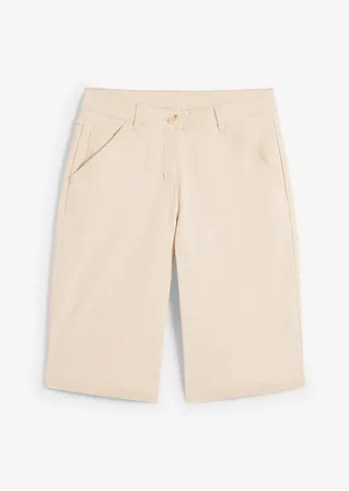 Knielange Baumwoll-Bermuda mit Utility-Details in beige von vorne - bonprix