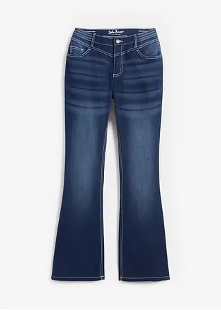 Bootcut Jeans, Mid Waist Thermo in blau von vorne - bonprix