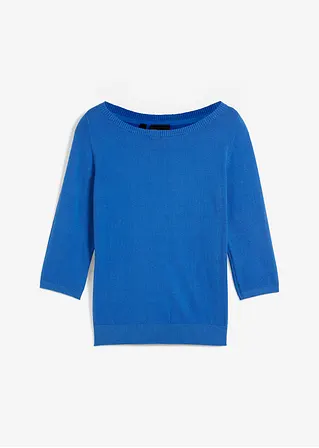 Pullover, 3/4-Arm in blau von vorne - bonprix