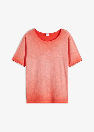 T-Shirt aus reiner Bio-Baumwolle in gewaschener Optik in rot von vorne - bonprix
