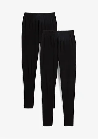 Leggings  mit reiner Bio-Baumwolle (2er Pack) in schwarz von vorne - bonprix