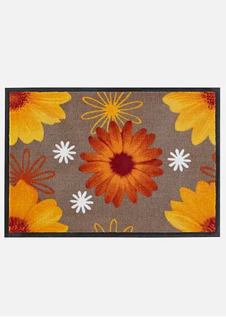 Fußmatte mit Blumenmotiv in orange - bonprix