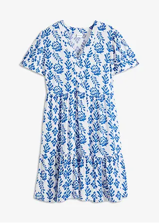 bedrucktes Tunika-Kleid in weiß von vorne - bonprix