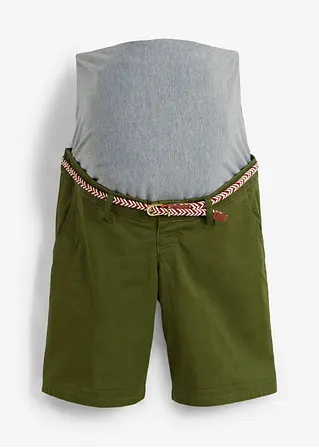 Umstands-Chinoshorts mit Gürtel in grün von vorne - bpc bonprix collection