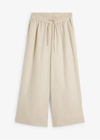 Palazzo-Hose aus reinem Leinen in beige von vorne - bonprix