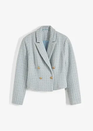 Bouclé-Blazer mit recyceltem Polyester in blau von vorne - BODYFLIRT