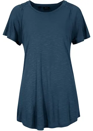 Flammgarn-Shirt mit Flügelärmeln in blau von vorne - bonprix