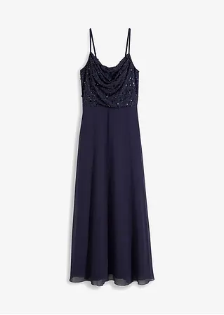 Abendkleid mit Pailletten in blau von vorne - bonprix