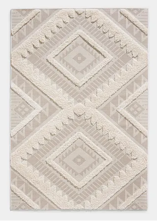 In- und Outdoor Hochflor Teppich mit plastischer Musterung in beige - bonprix