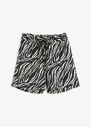 Paperbag Shorts mit Schnürung in schwarz von vorne - bonprix