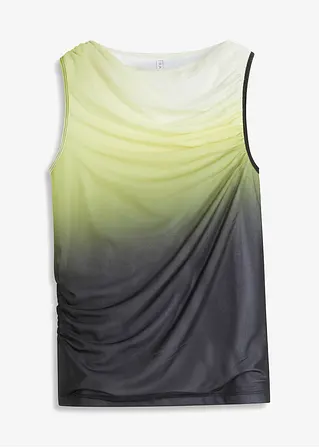 Netz-Tanktop mit Raffungen in gelb von vorne - RAINBOW