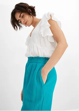 Musselin-Culotte aus Baumwolle in grün (Detailaufnahme) - bonprix