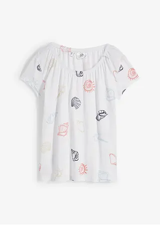 Bedrucktes Shirt mit Rundhalsausschnitt aus Bio-Baumwolle in weiß von vorne - bonprix