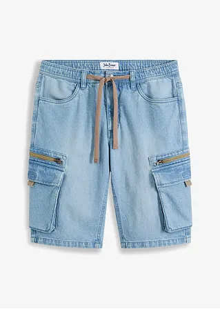 Long Jeans-Shorts mit Cargotaschen, Regular Fit in blau von vorne - John Baner JEANSWEAR