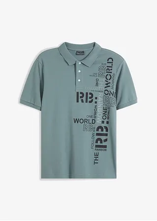 Pflegeleichtes Poloshirt aus Baumwolle Slim Fit, Kurzarm in grau von vorne - RAINBOW