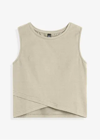 Cropped Top aus Baumwolle mit Stretch in beige von vorne - bonprix