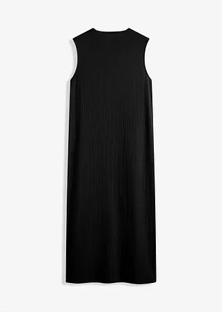 Geripptes Midi-Kleid in schwarz von vorne - bonprix