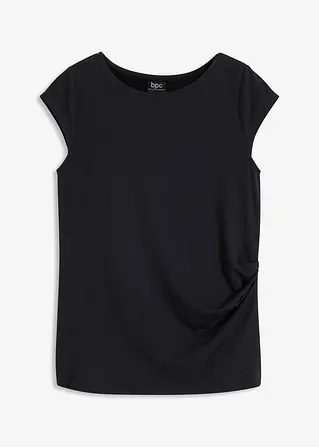 Shirt aus fließender Viskose in schwarz von vorne - bonprix