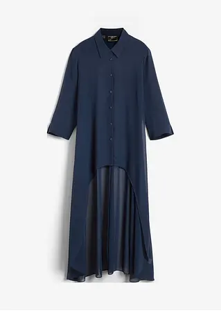 Chiffonbluse mit Volants in blau von vorne - bonprix