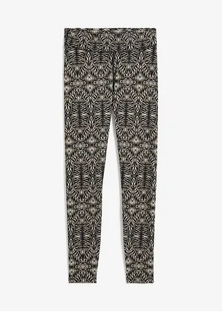 Sport-Leggings mit Print, schnelltrocknend in schwarz von vorne - bonprix