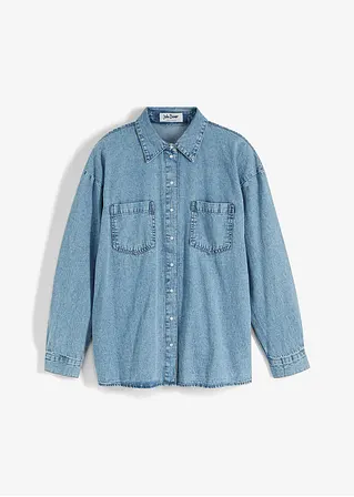 Jeanshemd, Oversized in blau von vorne - bonprix