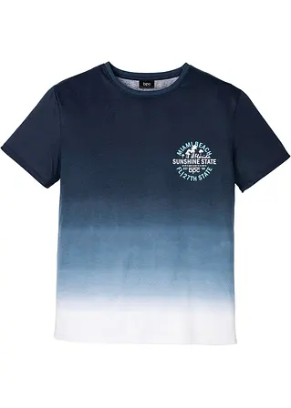 T-Shirt aus reiner Baumwolle in blau von vorne - bonprix