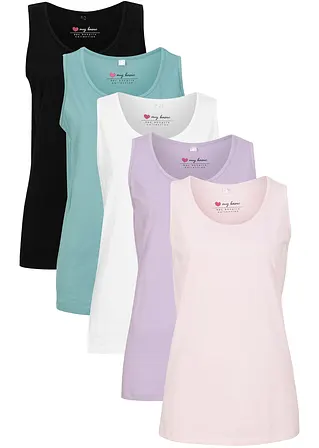 Long-Top aus reiner Baumwolle (5er Pack) in lila von vorne - bonprix