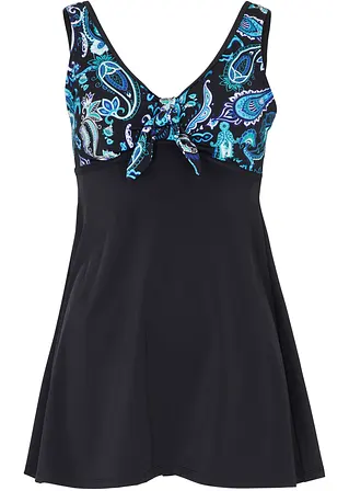 Long Tankini Oberteil in schwarz von vorne - bonprix