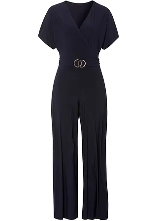 Jersey-Jumpsuit in blau von vorne - bonprix